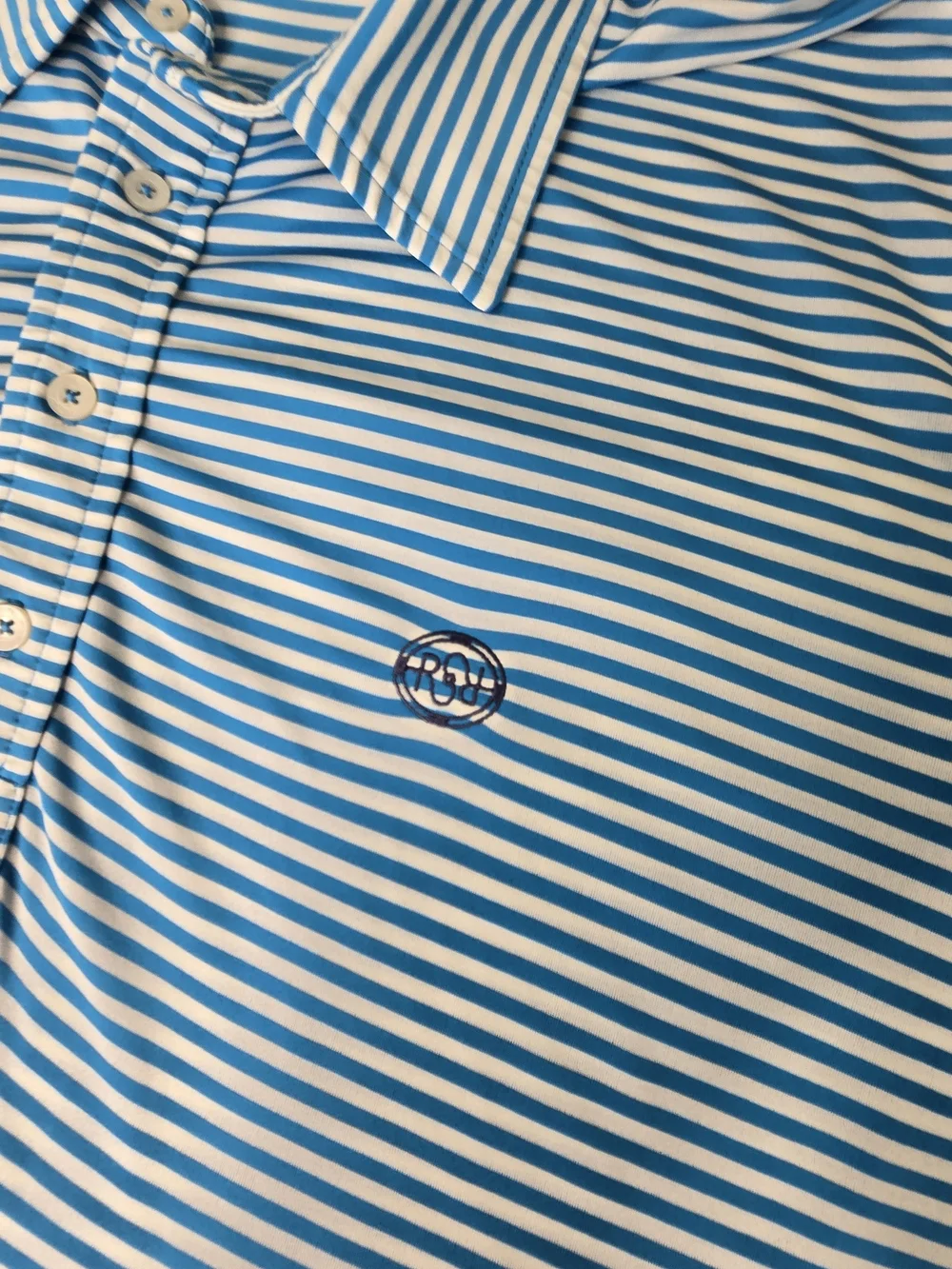 RLX Ralph Lauren Men's XL Blue & White Striped Golf Polo Shirt